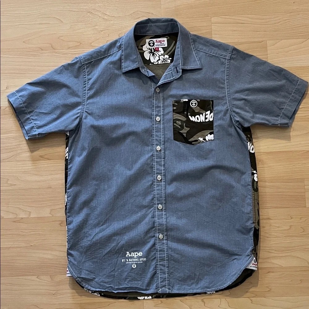 AAPE BY A BATHING APE Floral Botanical Camo APENOW Button Up Shirt AST8075